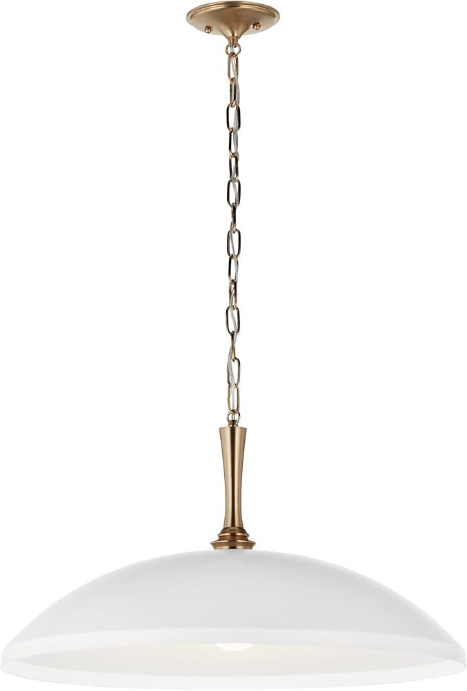 Kichler Delarosa 1-Light Pendant, Updated Traditional Light in White and Champagne Bronze, Sloped Ceiling Compatible, for Your Kitchen, Dining Room or Hallway (12.75" x 24.25"), 52637WH