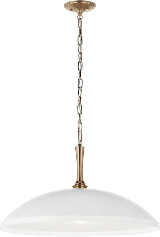 Kichler Delarosa 1-Light Pendant, Updated Traditional Light in White and Champagne Bronze, Sloped Ceiling Compatible, for Your Kitchen, Dining Room or Hallway (12.75" x 24.25"), 52637WH