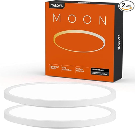 TALOYA 2 Pack of White 10 Inch Ceiling Mount LED Light Fixture, 5-in-1 CCT Selectable, 2000lw 20W Super Bright Round Ultra Slim Surface Mounted Lamp for Basement Foyer Hallway Kitchen