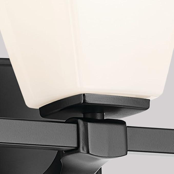 Kichler Marant 21.25" 3-Light Bathroom Vanity Light Fixture with Opal Glass in Black, Modern Wall Mount Lighting for Powder Room Over Mirror (21.25" W x 9.5" H), 55216BK