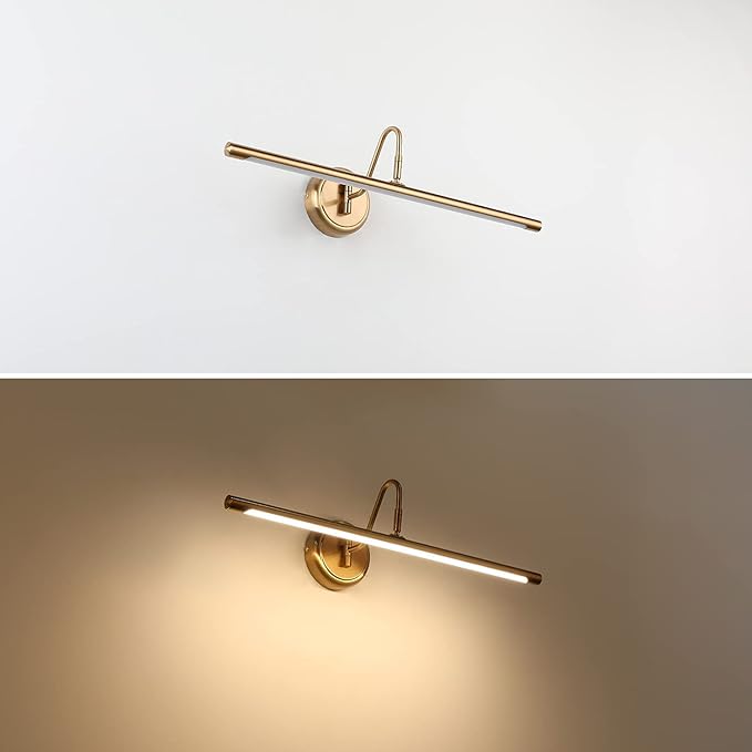 JOOSENLUX Picture Lights 24.4'' Inch Brass for Painting Display Wall Mount Brief Metal Artwork LED Wall Sconces Lamps14W(70W Eqv.),Warm White 3000K,Hardwire Swing Arm