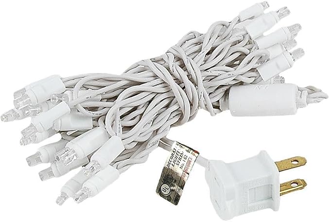 Novelty Lights 50 Light LED Twinkle Christmas LED Mini Light Set, Outdoor Curtain Fairy Wedding String Lights, Non-Connectable, Warm White, White White, 25 Feet