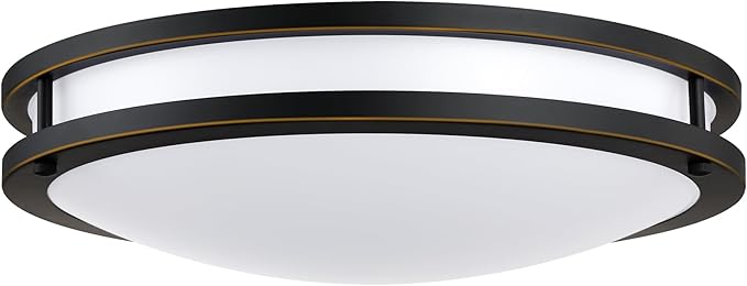 16 Inch Oil Rubbed Bronze LED Ceiling Light 3000K/4000K/5000K Dimmable 16in Round Flush Mount Ceiling Lights Oil Rubbed Bronze Bathroom Bedroom Ceiling Light Fixture for Hallway Entrance,25W