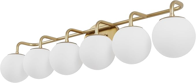 JONATHAN Y 40" Gold Painting Modern Globe Wall Sconce Vanity Light for Bathroom, White Frosted Glass Shade, Midcentury Parisian Bistro Wall Lamp, LED Bulb Included (JYL3560A)