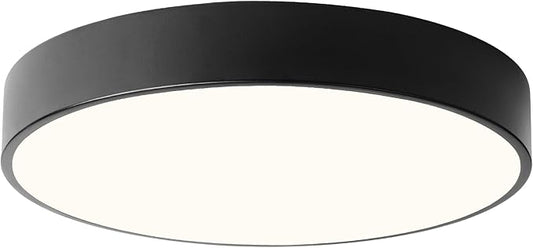 4-Light Close to Ceiling Lamp,18 inch Large Size Matted Black Metal Shade Flush Mount Ceiling Light Fixtures, E12 Socket Lamp for Living Room Bedroom Kitchen Island Dining Room