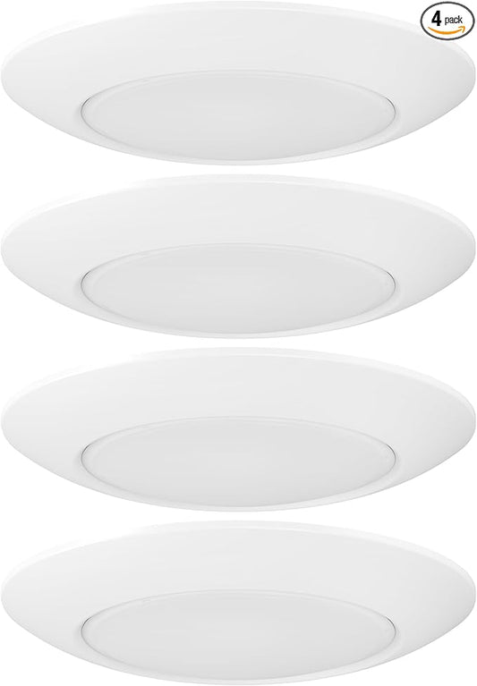 GETINLIGHT 11-Inch LED Disk Lights, Dimmable Surface Mount, 5 Color Temperature Selection, 4-Pack, Matte White, ETL Listed, IN-0301-6-WH-5T
