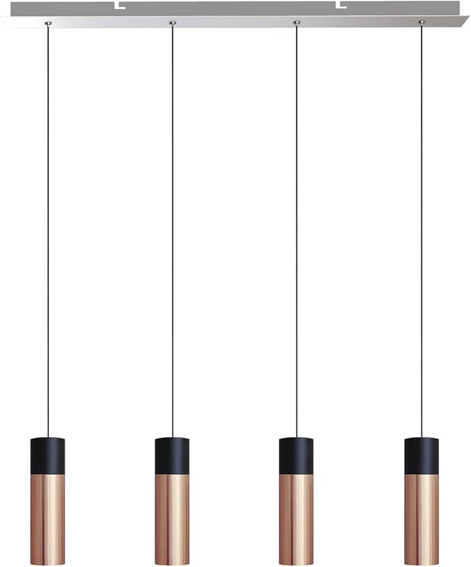 Vela 4 Mini Pendant Lighting Black-Copper - LED Hanging Light Fixture for Kitchen Island, Bar, Foyer - Cluster Pendants - Dimmable, Adjustable Wire, Lamp Bulb Included