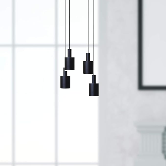 Virgo 4 Mini Pendant Lighting Black - LED Hanging Light Fixture for Kitchen Island, Bar, Foyer - Cluster Pendants - Dimmable, Adjustable Wire, Lamp Bulb Included