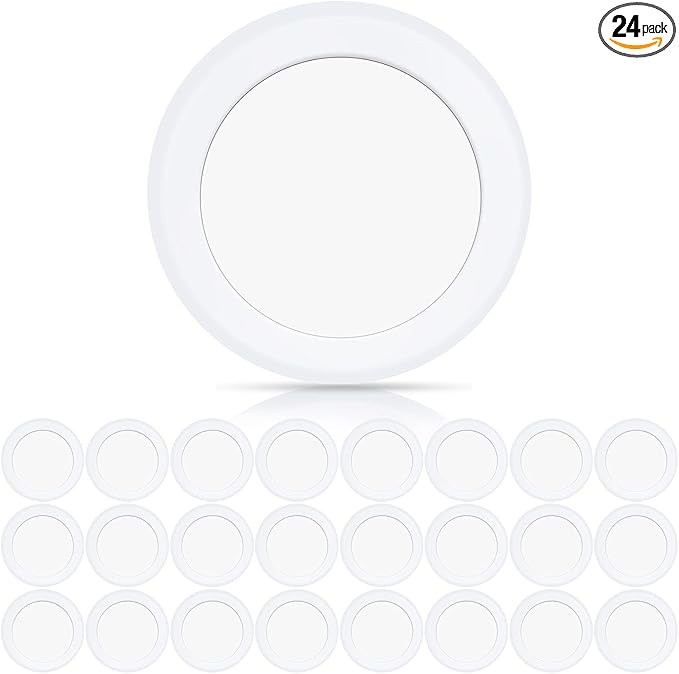 ECOELER 6” Dimmable LED Flush Mount Disc Lights, 16.5W, 1000Lm, 5000K Day Light, Surface Mount Ceiling Light Installs with Junction Box or Recessed Can, Energy Star & ETL-Listed, 24 Pack