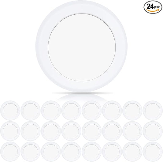 ECOELER 6” Dimmable LED Flush Mount Disc Lights, 16.5W, 1000Lm, 5000K Day Light, Surface Mount Ceiling Light Installs with Junction Box or Recessed Can, Energy Star & ETL-Listed, 24 Pack