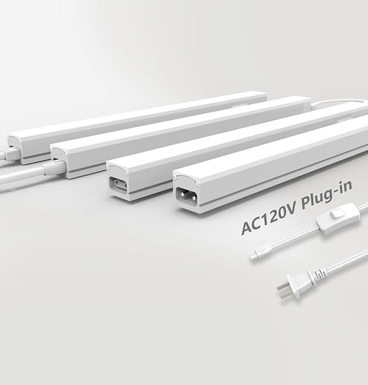 Leetdud Under Cabinet Lighting Plug in, 32 Inch 4 Pcs, Linkable AC120V 3CCT 3000K/4000K/5000K Ultra Slim, LED Under Cabinet Lights for Counter Light, Kitchen, Shelf, Sink, Workshop, Desk, White