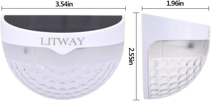 KBP Solar Fence Lights Outdoor Decorative Garden Lights Waterproof Wall Lights for Patio, Yard, Stairway (White)