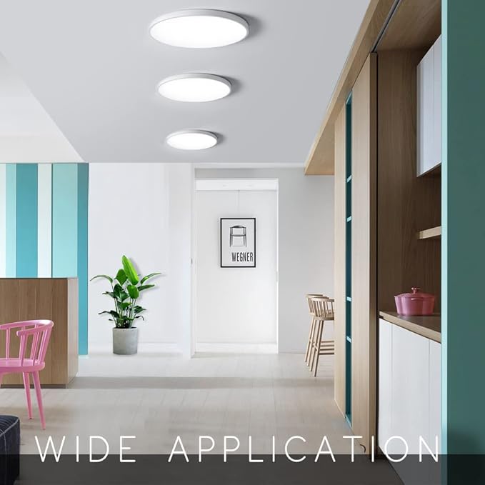 LightingWill 8.9 Inch LED Flush Mount Ceiling Light Fixture, 5000K Daylight White,1800LM, 18W, Flat Modern Round Lighting Fixture, 180W Equivalent White Ceiling Lamp for Kitchens, Bedrooms.etc.