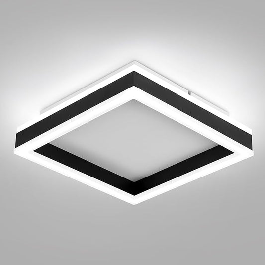 Square LED Hallway Ceiling Light, 6000K Cold White Black Modern Led Ceiling Light Fixture,Minimalist Flush Mount Ceiling Lamp for Hallway Entryway Bedroom Kitchen Laundry Room(9.5 in)