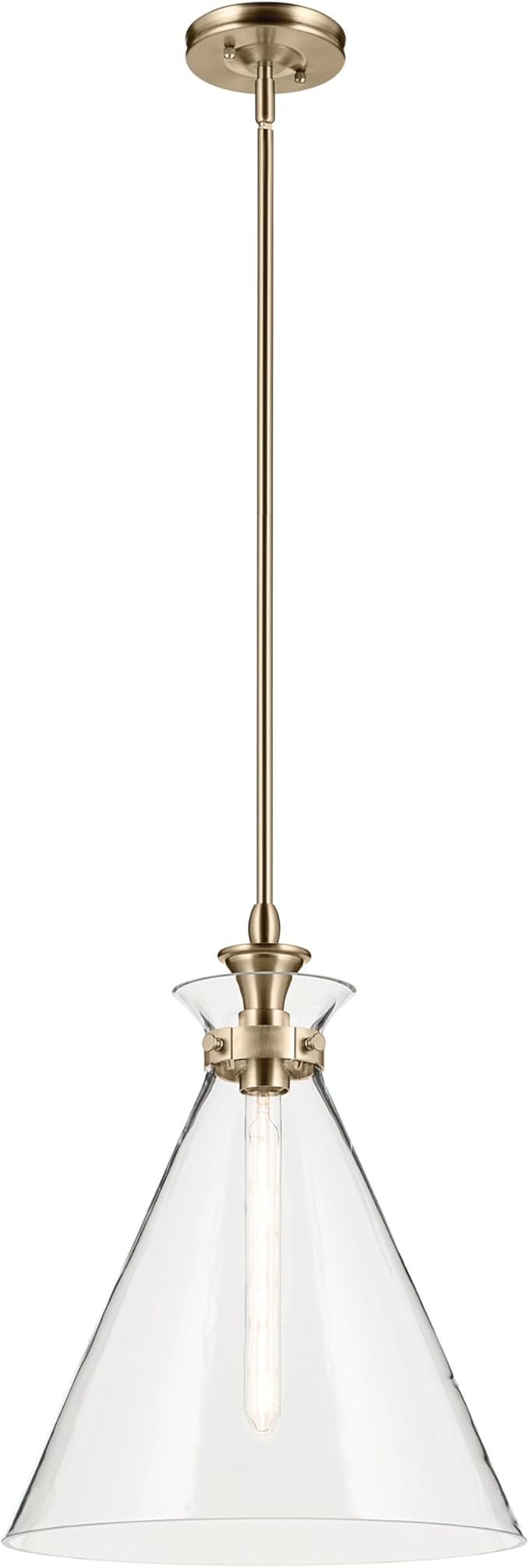 Kichler Laria 1-Light Pendant, Updated Traditional Light, Sloped Ceiling Compatible, for Kitchen with Clear Glass in Champagne Bronze (19.75" x 16"), 52775CPZCLR
