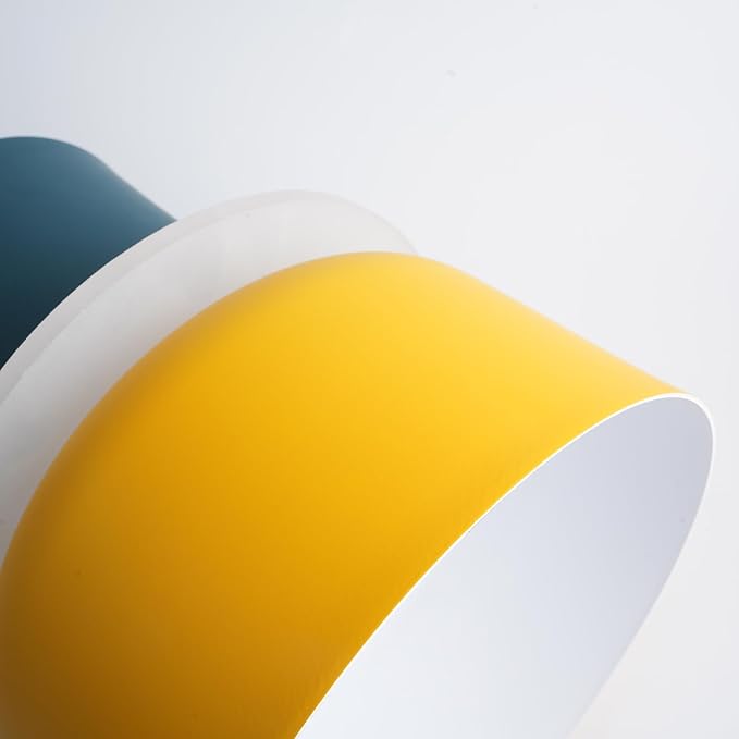 2-Lights Mid Century Pendant Light Kitchen Island Nordic Hanging Lights Yellow Colorful Drum Shade Unique Aluminum Dome Lampshade Adjustable Pendant Light Schoolhouse Light Fixture
