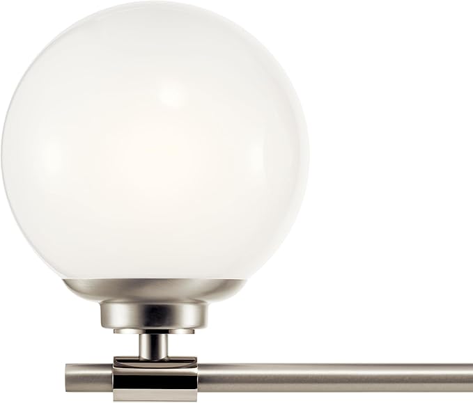 Kichler Benno 3-Light Bathroom Vanity Light Fixture, Modern LED Light with Opal Glass in Polished Nickel and Brushed Nickel, for Bathroom or Powder Room (8.75" x 24.5"), 55172PN