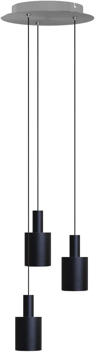 Virgo 3 Mini Pendant Lighting Black - LED Hanging Light Fixture for Kitchen Island, Bar, Foyer - Cluster Pendants - Dimmable, Adjustable Wire, Lamp Bulb Included