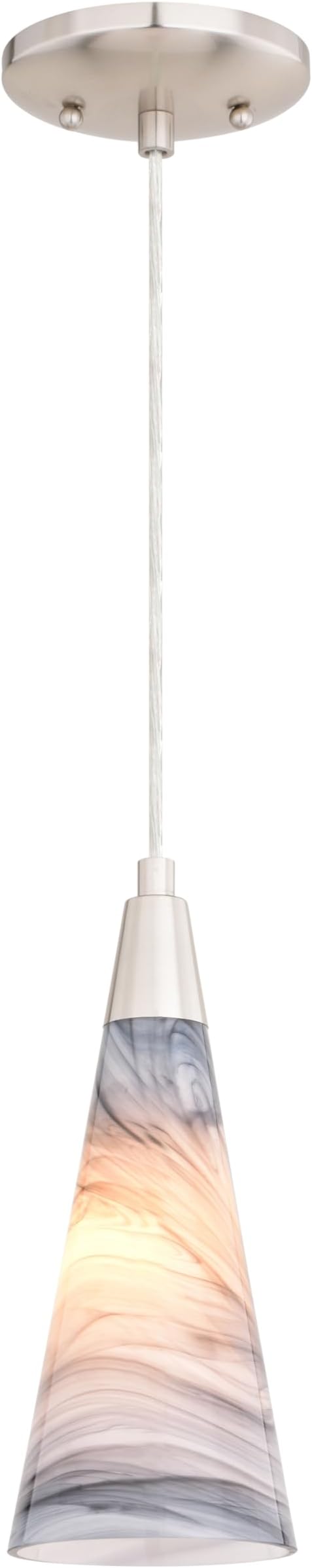VAXCEL Milano LED Compatible Satin Nickel Transitional Mini Pendant Ceiling Light Multi Color Art Glass