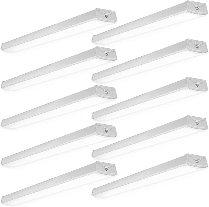 Sunco 10 Pack LED Garage Ceiling Lights Wraparound Fixture 4FT,Linkable Shop Light, 3500 LM, 40W=300W, 5000K Daylight, Hardwired, Surface Mount, Utility Workshop Light ETL