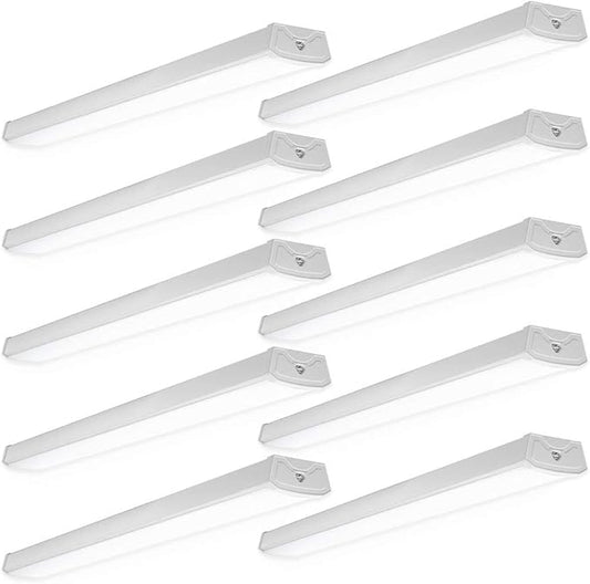Sunco 10 Pack LED Garage Ceiling Lights Wraparound Fixture 4FT,Linkable Shop Light, 3500 LM, 40W=300W, 5000K Daylight, Hardwired, Surface Mount, Utility Workshop Light ETL