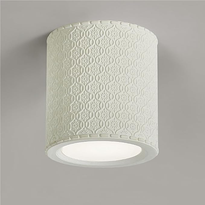 5.5 Inch Mini Nordic Resin Flush Mount Ceiling Light Cream Color Modern Minimalist Downlight Fixture for Bedroom Living Room Kitchen Hallway Restaurant(White)