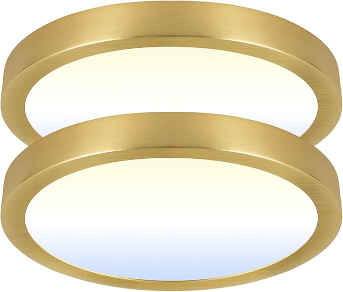 Hlite Dimmable 2pack 9 inch Flush Mount LED Ceiling Light Fixture,18W 1800LM Super Slim 3000K/4000K/5000K 3CCT Selectable,Dimmable Flush Mount Ceiling Light for Kitchen,Bedroom (Gold)