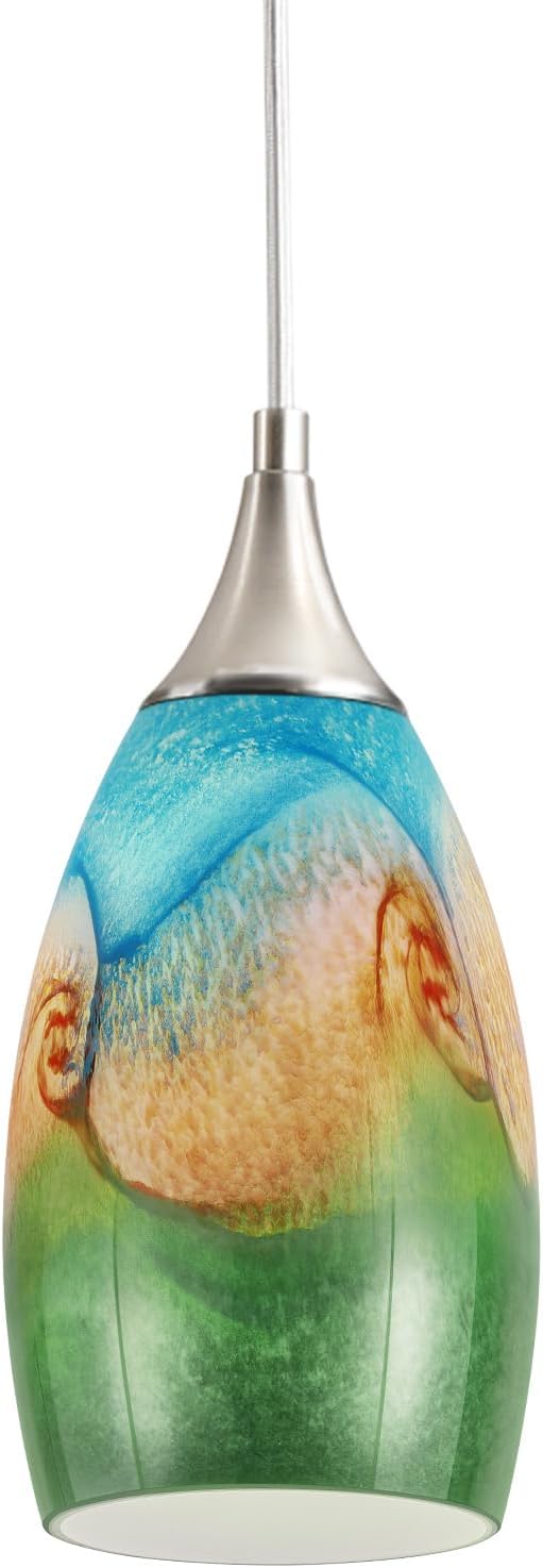 GLADFRESIT Coastal Harmony Pendant Light for Kitchen Islands – Nature's Canvas with Grassland, Beach, and Wave-Inspired Shades, Single Pack for Dining Room, Entryway (Bulb Excluded)
