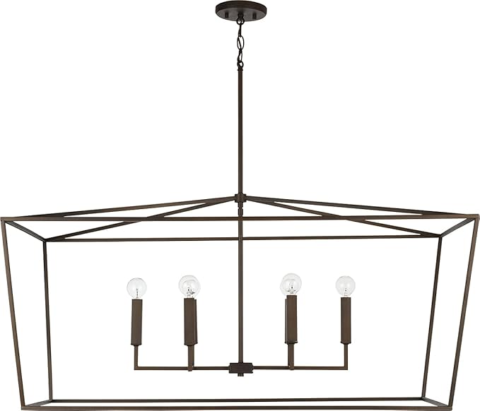 Capital Lighting 837661OR Thea Symmetrical Clear Line Island/Linear Pendant, 6-Light 360 Total Watts, 21" H x 42" W, Oil Rubbed Bronze