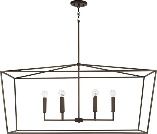 Capital Lighting 837661OR Thea Symmetrical Clear Line Island/Linear Pendant, 6-Light 360 Total Watts, 21" H x 42" W, Oil Rubbed Bronze