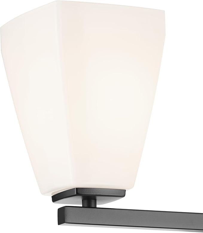 Kichler Marant 21.25" 3-Light Bathroom Vanity Light Fixture with Opal Glass in Black, Modern Wall Mount Lighting for Powder Room Over Mirror (21.25" W x 9.5" H), 55216BK