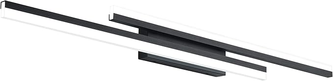 PRESDE 48 Inch Bathroom Light Fixtures Black Vanity Light Bar LED Modern Bath Lighting Over Mirror Dimmable