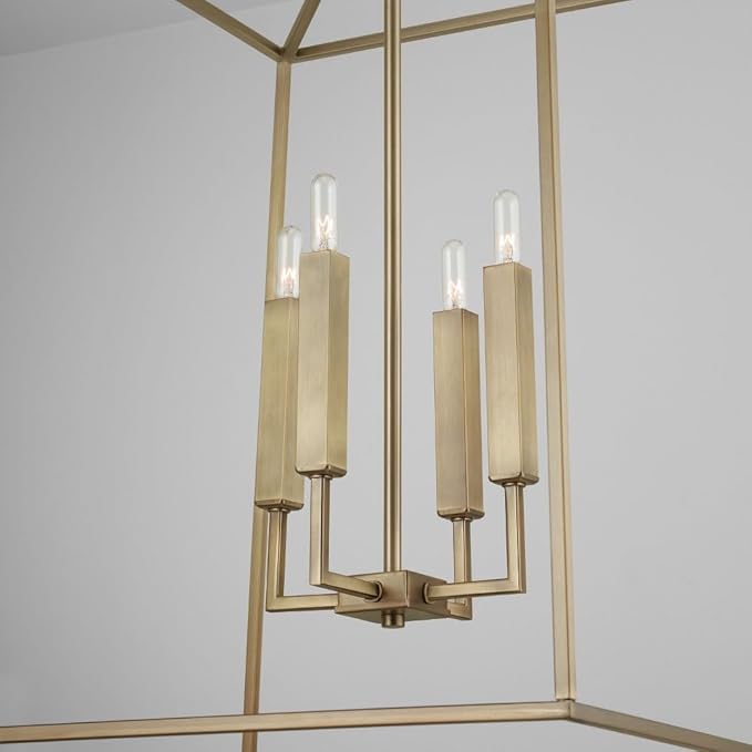 Capital Lighting 537643AD Thea Lantern Foyer Pendant, 4-Light 240 Total Watts, 28" H x 22" W, Aged Brass