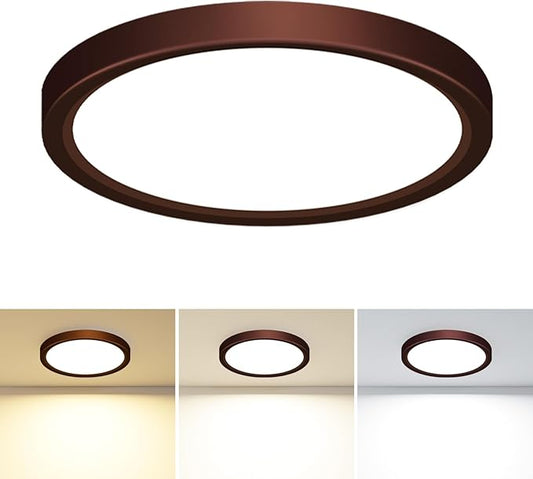 slochi LED Flush Mount Ceiling Light Fixture, 3000K-4000K-6500K & 100W Equivalent Modern Kitchen Recessed Ceiling Lamp 15W 1500Lm 7.5 Inch Closet Round Surface for Bathroom Laundry-Oil-Rubbed Bronze