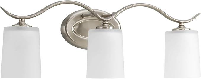 Inspire Collection 3-Light Etched Glass Traditional Bath Vanity Light Brushed Nickel