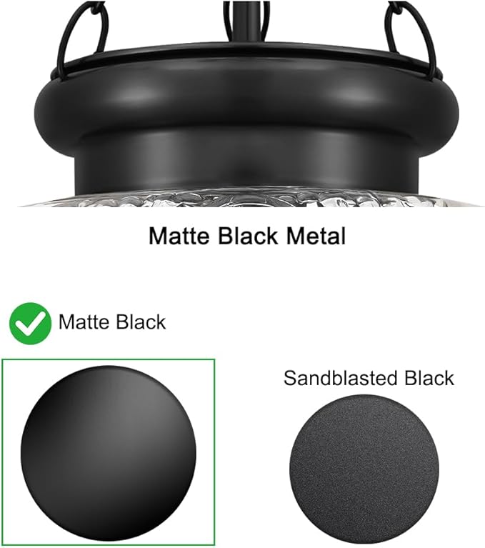 Vintage Pendant Light - Matte Black Pendant Lights Kitchen Island with Floral Glass, Hanging Lighting Fixtures with Adjustable Hanging Chain for Kitchen, Island, Dining Room, Entryway