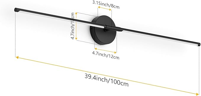 Modern Wall Sconces Set of Two 3000K 40In Hardwired Black Bathroom Sconce Vanity Light Bar 360° Rotate Warm Light for Bedroom Bathroom