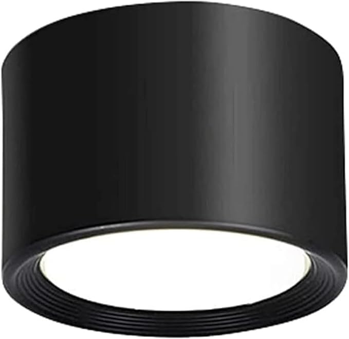 Round Ceiling Light Mid Century Modern Nordic Minimalist Downlight Small Close to Ceiling Lighting Fixture for Living Room Porch Balcony Aisle Corridor Home(Black-8CM,White Light -6000k)