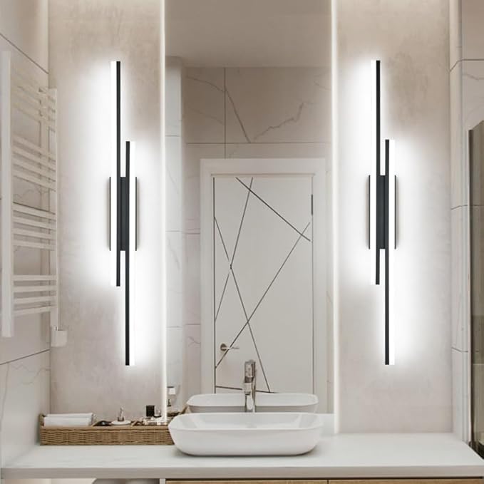 PRESDE 48 Inch LED Vanity Light Bar, Modern Black Bathroom Lighting Fixture Over Mirror