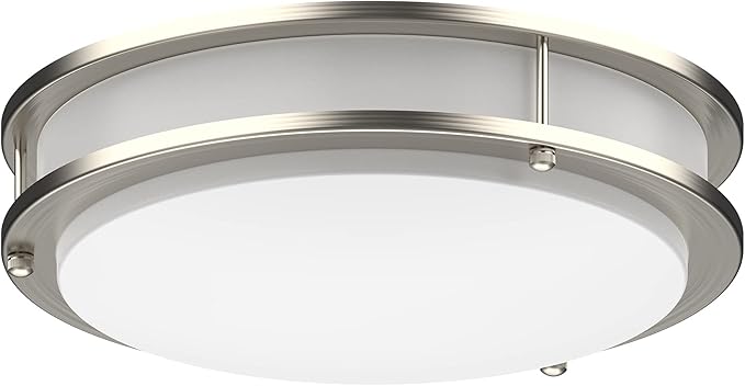DYMOND LED Ceiling Light Fixture Flush Mount 4000K Natural Daylight Dimmable Surface Mount Brushed Nickel Ceiling Lamp for Kitchen, Hallway, Bathroom, Bedroom, Closet (12 Inch)