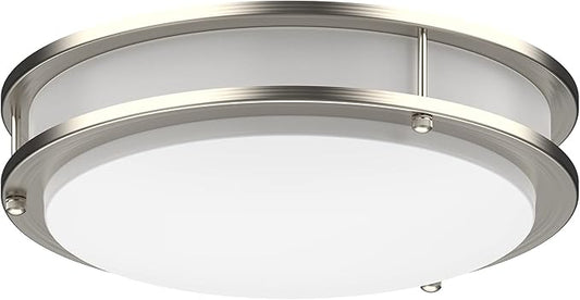 DYMOND LED Ceiling Light Fixture Flush Mount 4000K Natural Daylight Dimmable Surface Mount Brushed Nickel Ceiling Lamp for Kitchen, Hallway, Bathroom, Bedroom, Closet (12 Inch)
