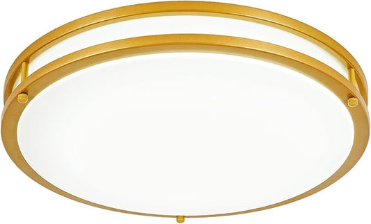 DLLT Flush Mount LED Ceiling Light: 16 Inch 5CCT (3000K-6000K) & Dimmable Ceiling Light Fixtures for Bedroom Hallway - 36W Modern Gold Super Bright Kitchen Lighting Fixtures Ceiling