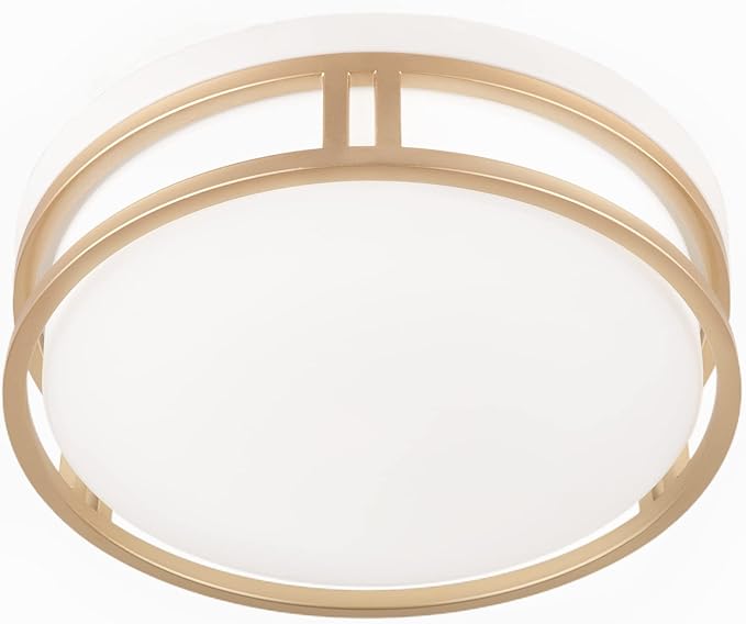 12.5 Inch LED Flush Mount Ceiling Light Fixture, 26W, Super Bright 1700 Lumens, 3 Color 3000K/4000K/5000K, Dimmable Ceiling Lamp for Bedroom Hallway Bathroom Kitchen (White Gold)