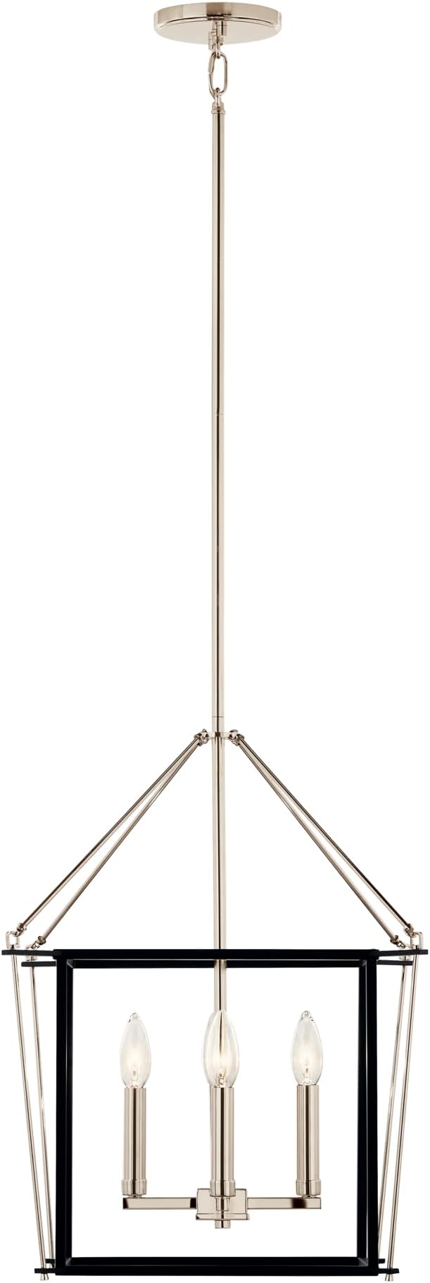 Kichler Eisley 4-Light Foyer Pendant, Soft Modern Light in Polished Nickel and Black, Sloped Ceiling Compatible, for Hallway, Laundry or Mud Room, Kitchen or Bar (21.25" x 1 6" x 16"), 52626PN