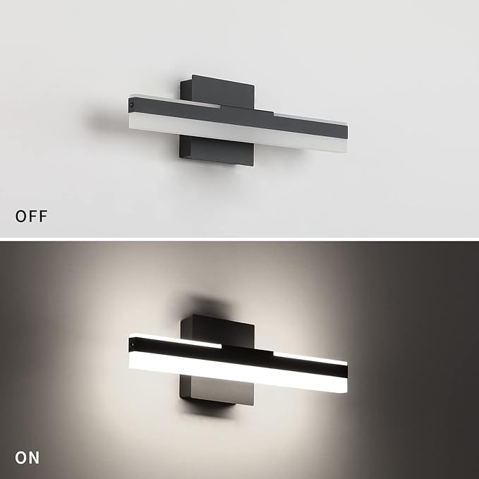 Joossnwell Bathroom Vanity Light Fixtures 15.74 Inch Long Modern LED Vanity Lights Indoor Sconces Wall Lighting for Bathroom Above Mirror Cool White 14W 5500K Matte Black