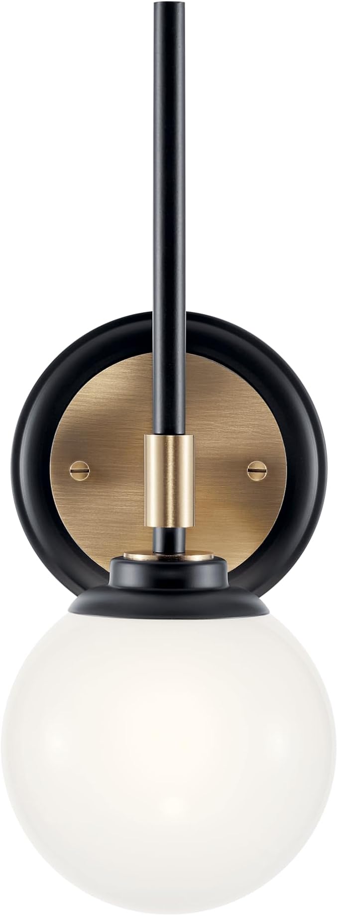 Kichler Benno 1-Light Wall Sconce, Modern Light with Opal Glass in Black and Champagne Bronze, for Bathroom, Powder Room, Kitchen, Bedroom, or Hallway (13.75" x 5.25"), 55170CPZ