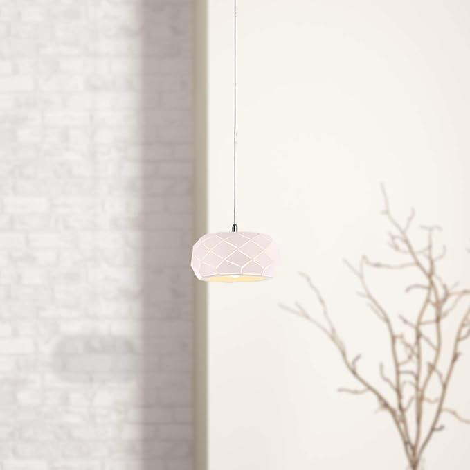 Crust 1 Mini Pendant Lighting White - LED Hanging Light Fixture for Kitchen Island, Bar, Foyer - Cluster Pendants - Dimmable, Adjustable Wire, Lamp Bulb Included