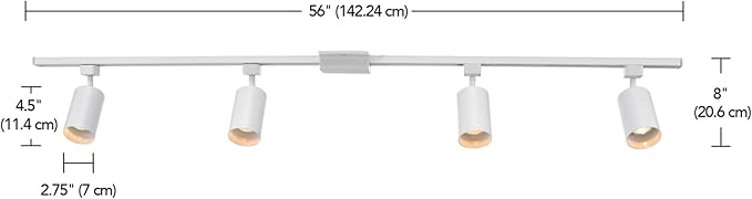 Globe Electric 59740 Tribeca 4-Light 56" Track Lighting Kit, Matte White
