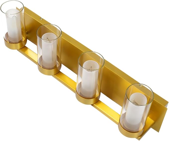 LYTIO 4-Light LED Vanity Bar Light – Modern Bathroom Wall Lamp to Install Over The Sink or Mirror - Includes LED Bulbs (Brass)
