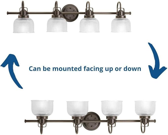 Progress Lighting Archie Collection 4-Light Clear Double Prismatic Glass Coastal Bath Vanity Light Venetian Bronze